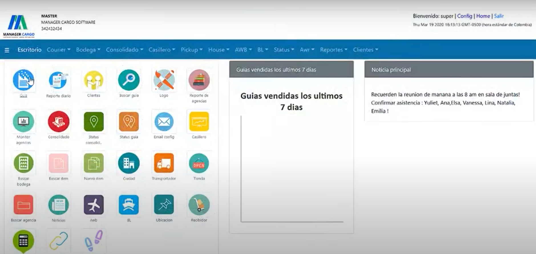 screenshot of Manager Cargo